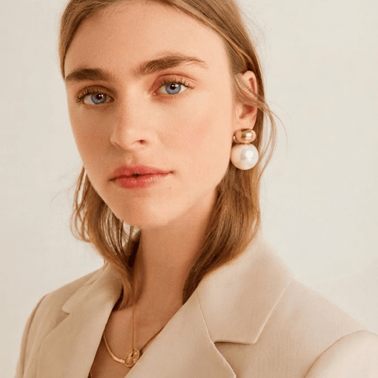 Double Ball Pearl Stud Earrings