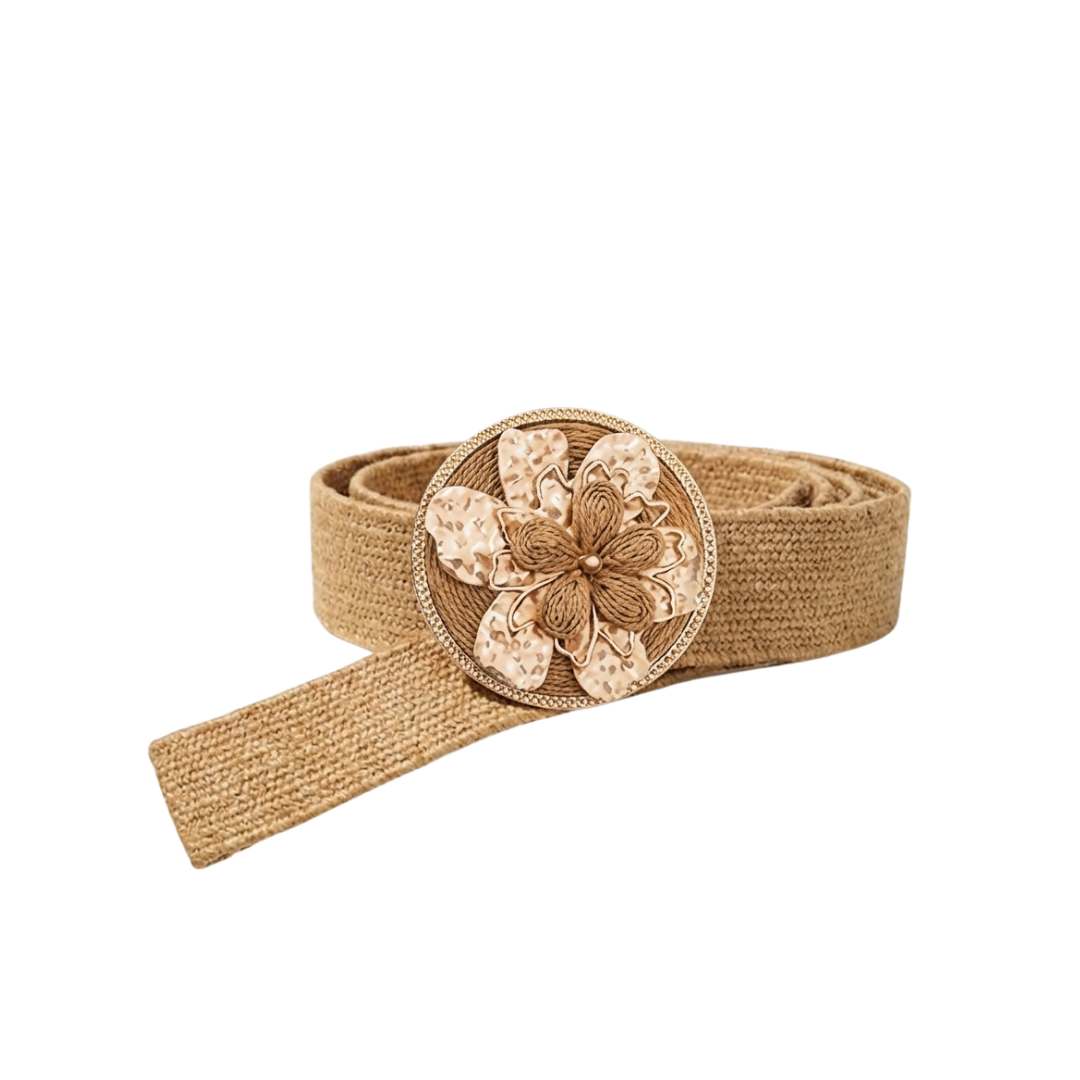 Golden Wheat Clover Woven Belt