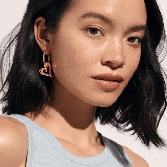 Interlocking Heart Charm Hoop Earrings