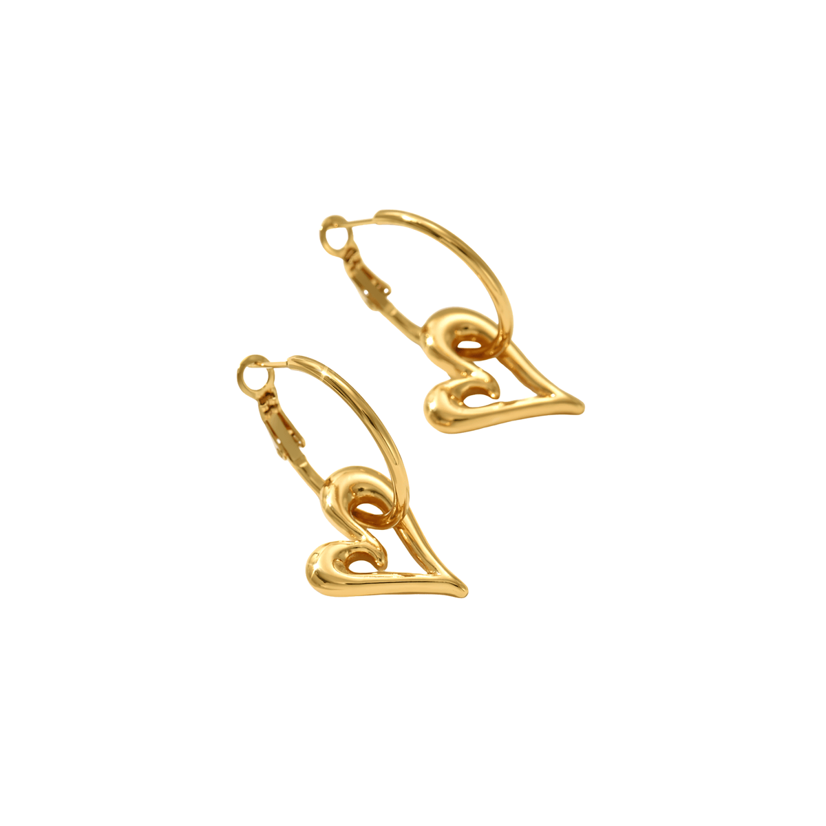 Interlocking Heart Charm Hoop Earrings