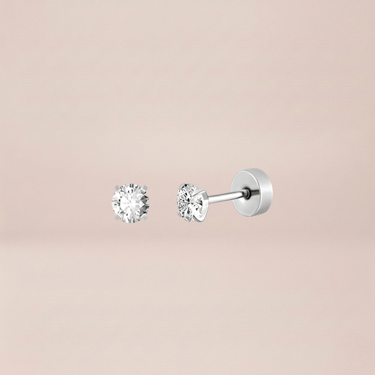 Solitaire Flat Back Stud Earrings