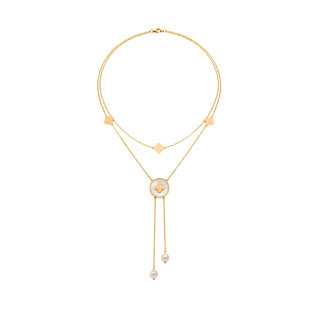 The Clover Lariat Double Layer Necklace