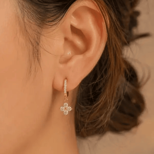 Crystal Blossom Charm Huggie Earrings