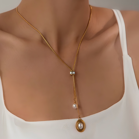 The Pearl Lariat Solitaire Necklace