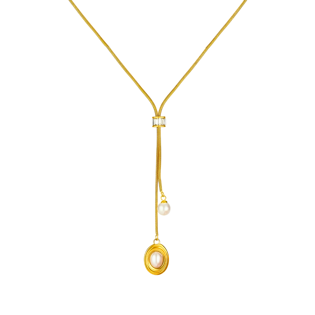 The Pearl Lariat Solitaire Necklace