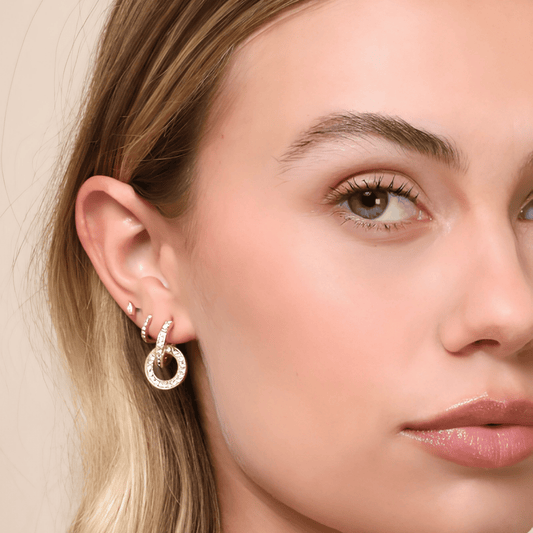 PavΓ© Double Circle Charm Hoops
