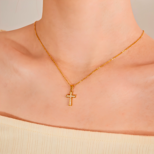 The Pavé Cross Solitaire Necklace