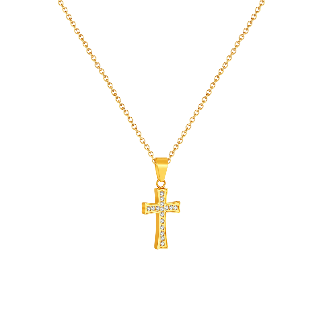 The Pavé Cross Solitaire Necklace