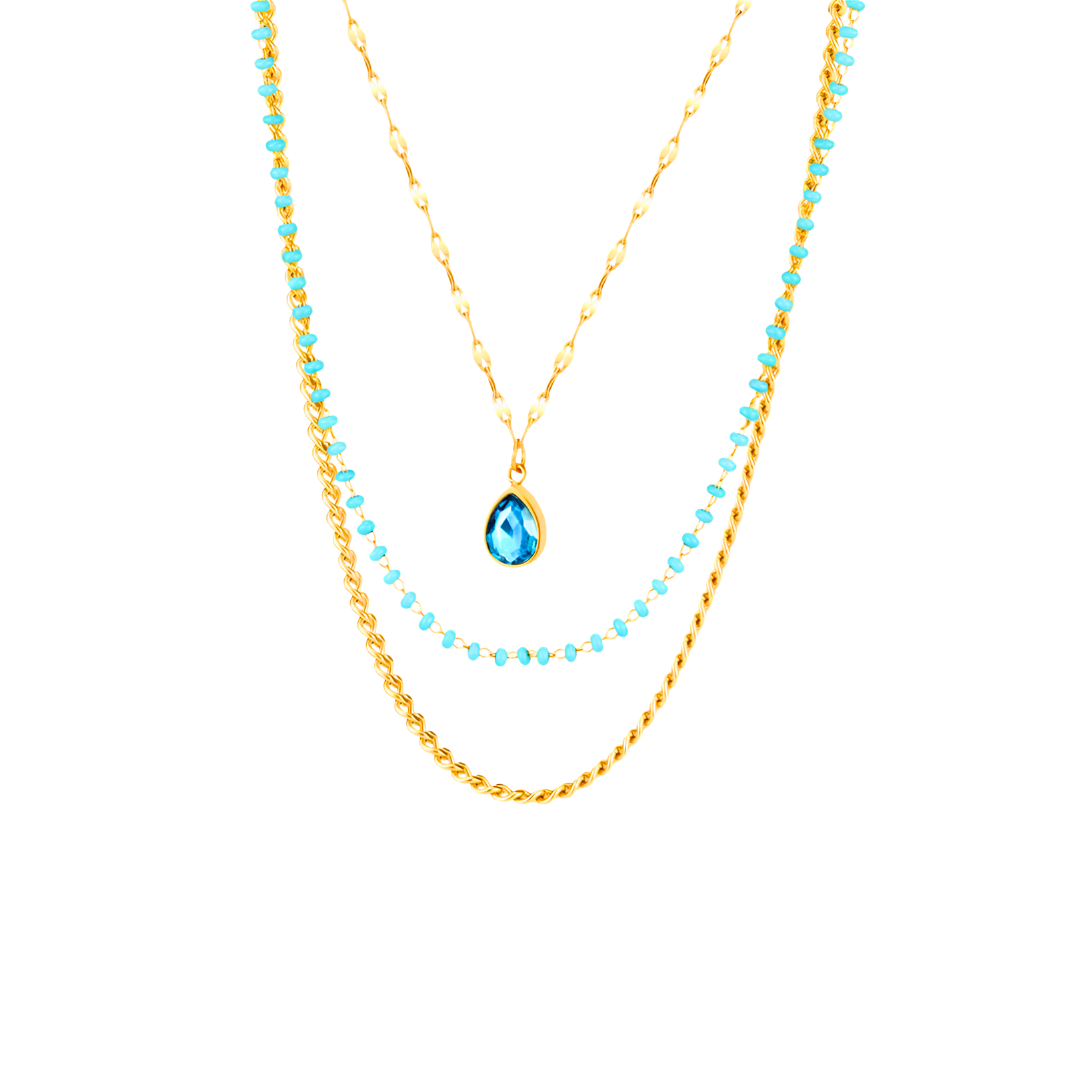The Cerulean Drop Layered Necklace