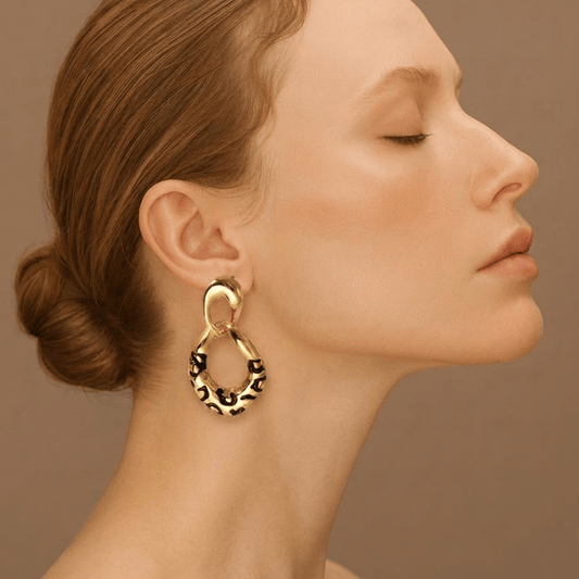 Leopard Enamel Drop Earrings