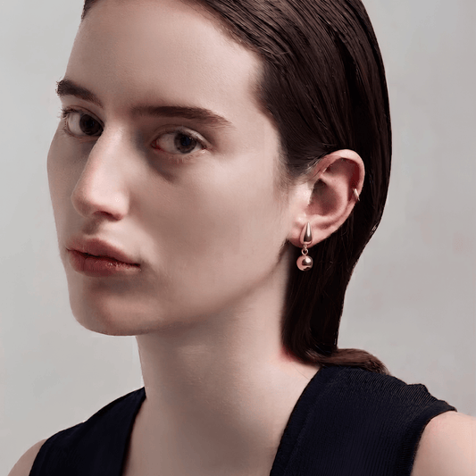 Golden Drop & Sphere Earrings