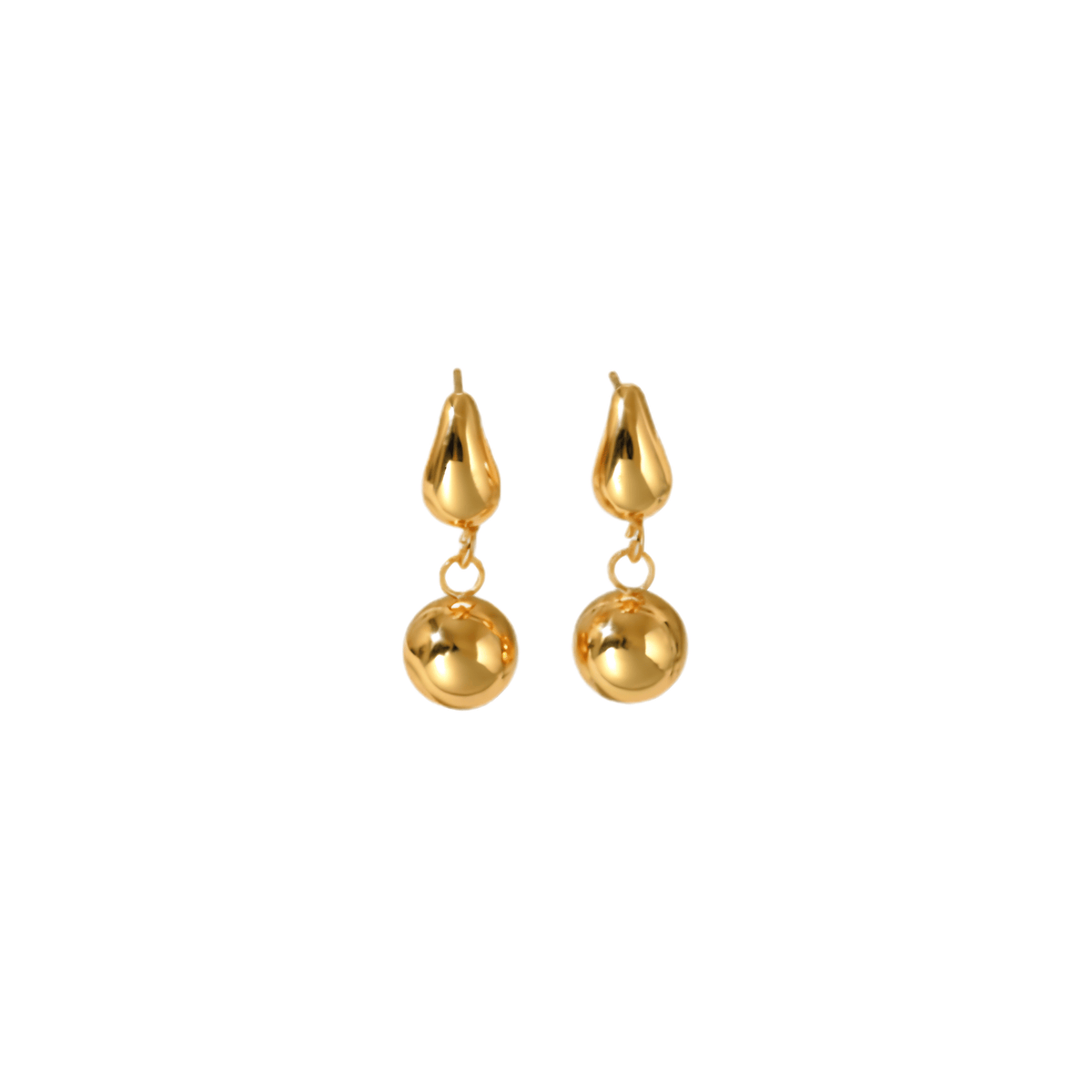 Golden Drop & Sphere Earrings
