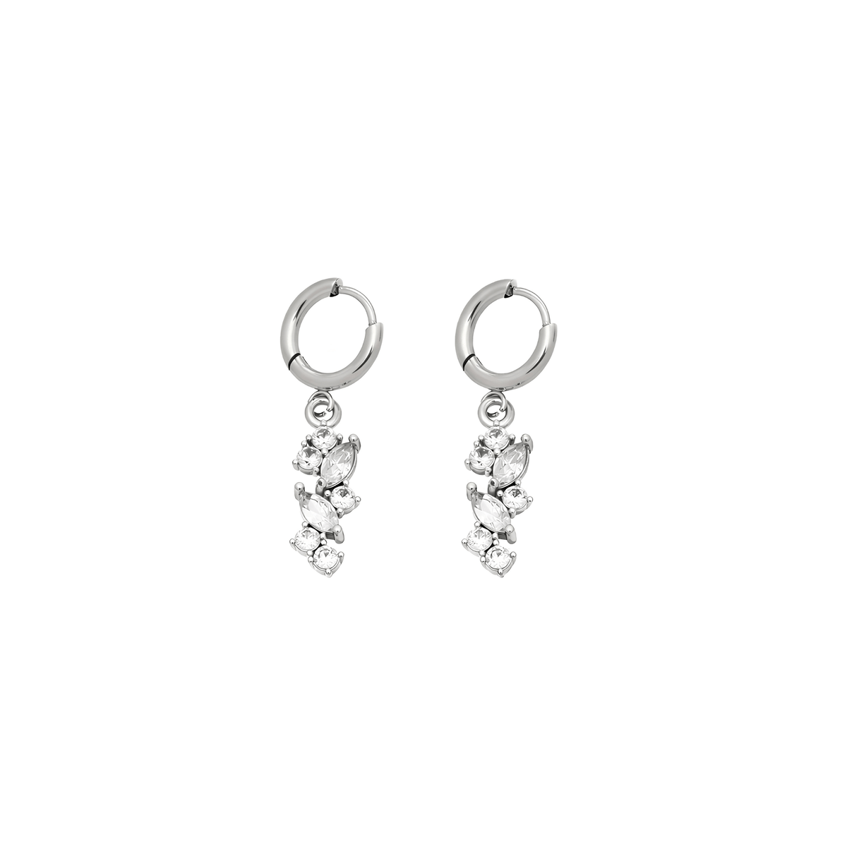 Crystal Cluster Huggie Drop Earrings