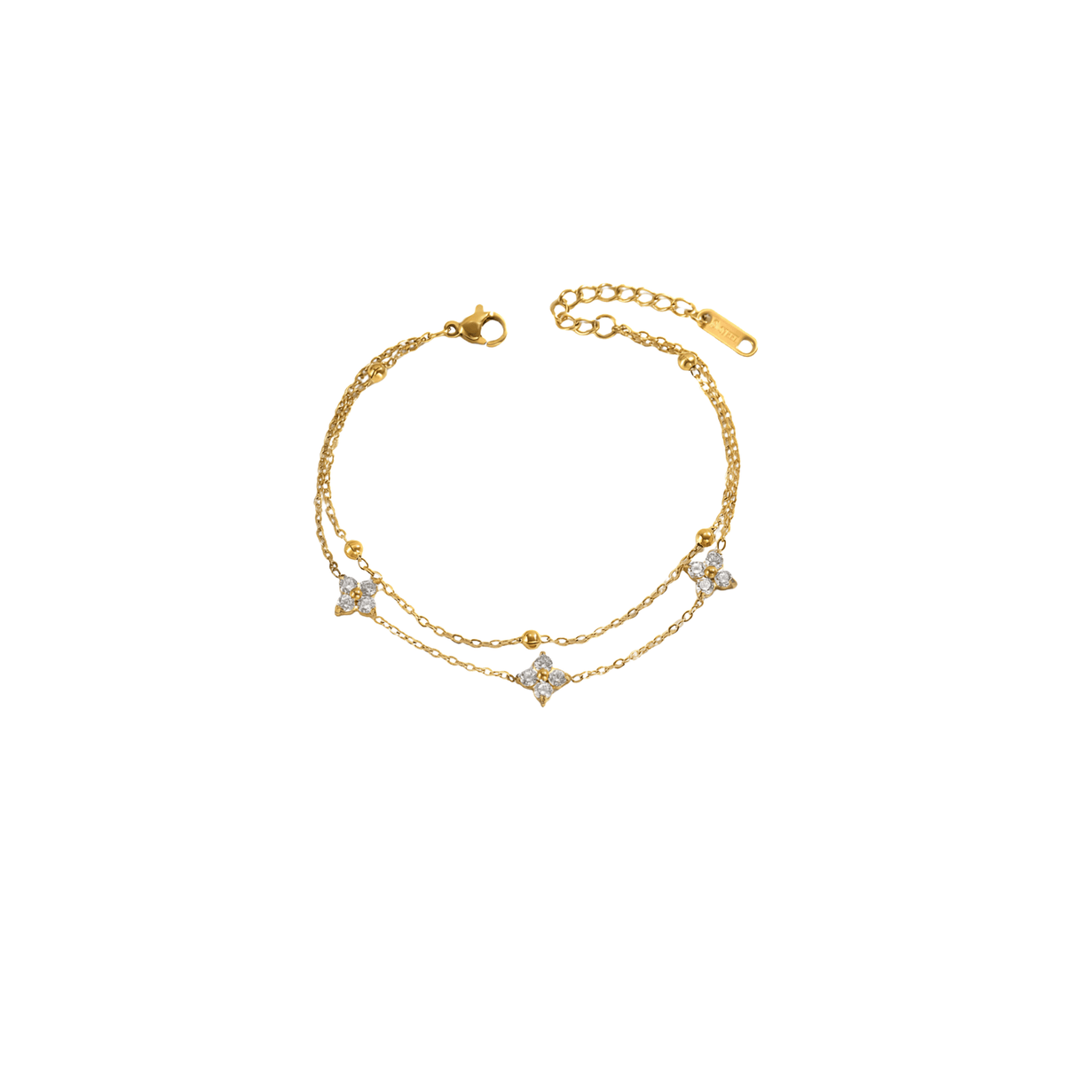 Crystal Clover Double-Strand Bracelet
