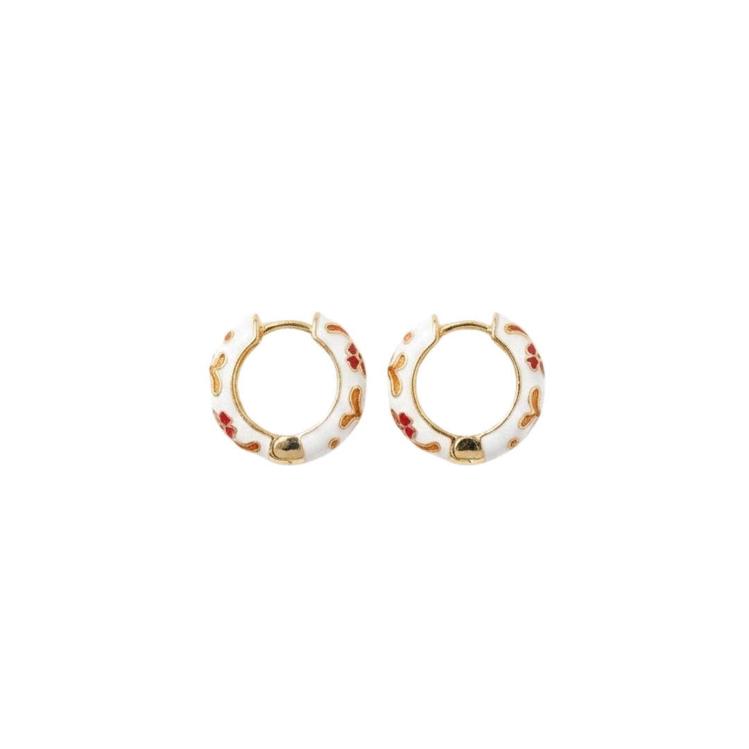 Enamel Dot Huggie Hoops