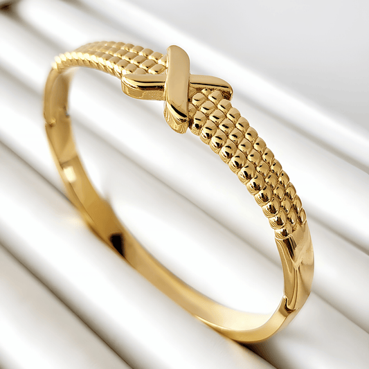 Cross-Band Textured Cuff Bracelet
