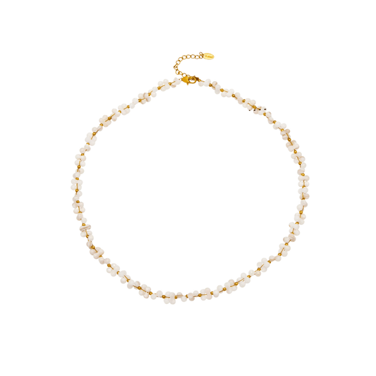 Mother-of-Pearl Floral Bead Necklace