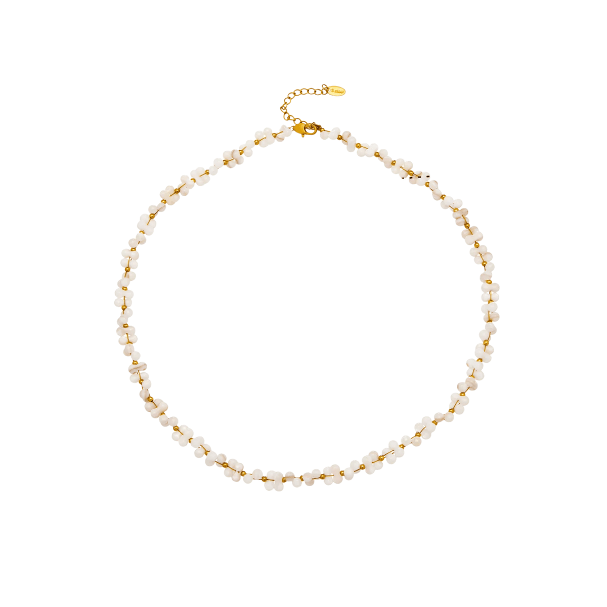 Mother-of-Pearl Floral Bead Necklace
