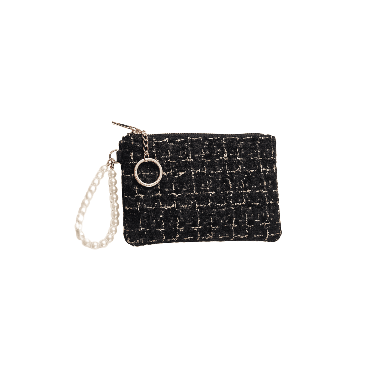 The Noir Tweed Pearl Pouch