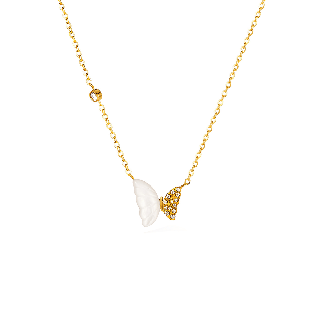 Crystal & Mother-of-Pearl Butterfly Necklace