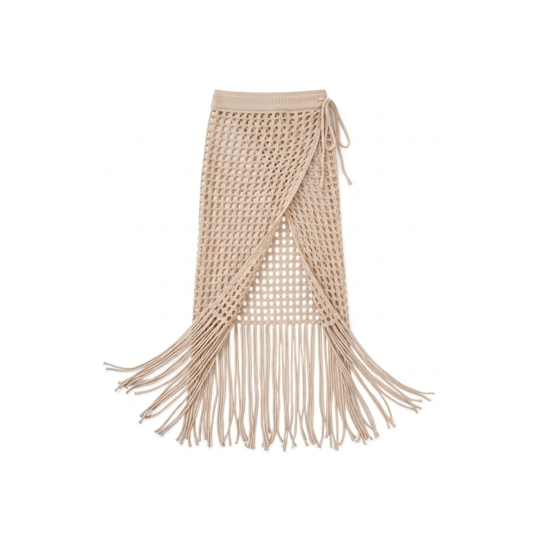 Crochet Wrap Skirt with Fringe
