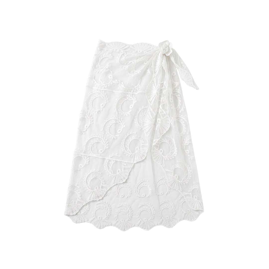 Embroidered Lace Wrap Skirt