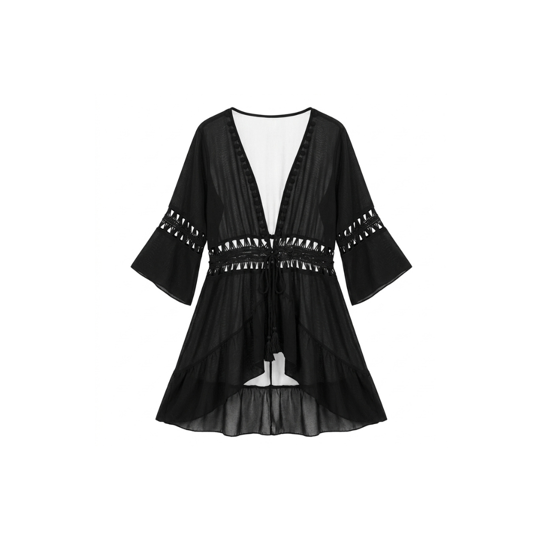 Crochet-Trim Kimono Cover-Up