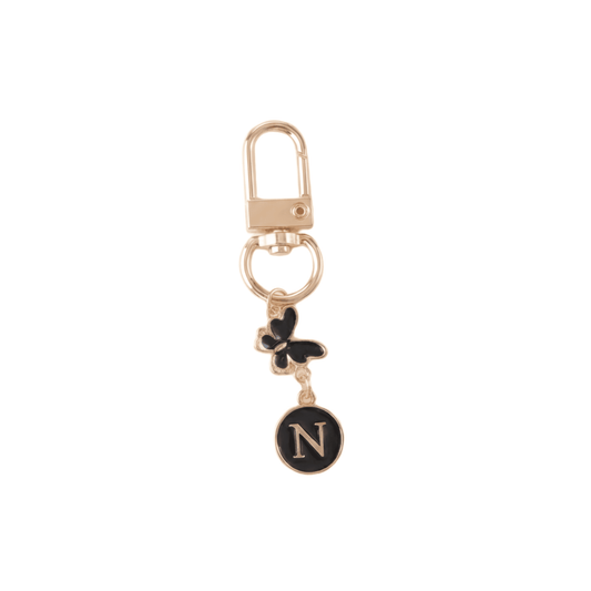 Noir Butterfly Monogram Keychain