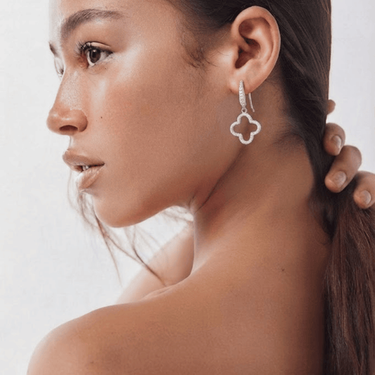 PavΓ© Clover Drop Earrings