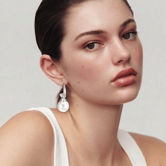 Sculptural Hook Pearl Drop Earrings