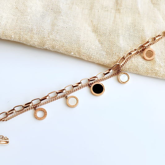 Rose Noir Charm Chain Bracelet