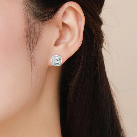 Cushion Halo Sparkle Earrings