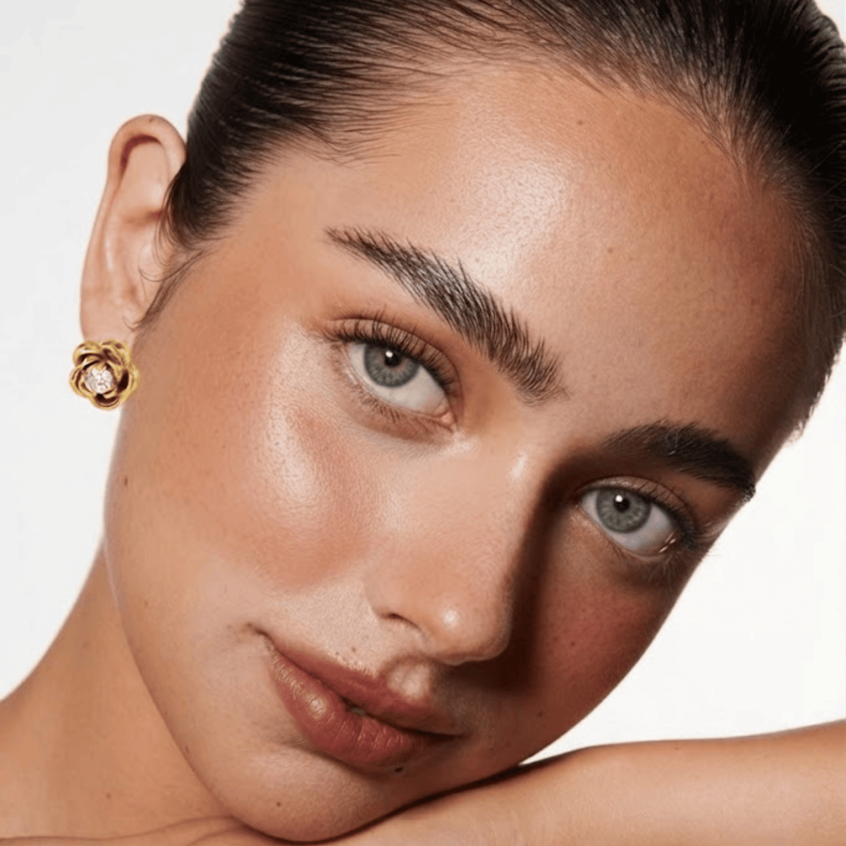 Golden Rose Stud Earrings