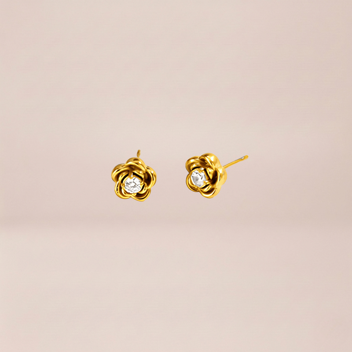 Golden Rose Stud Earrings