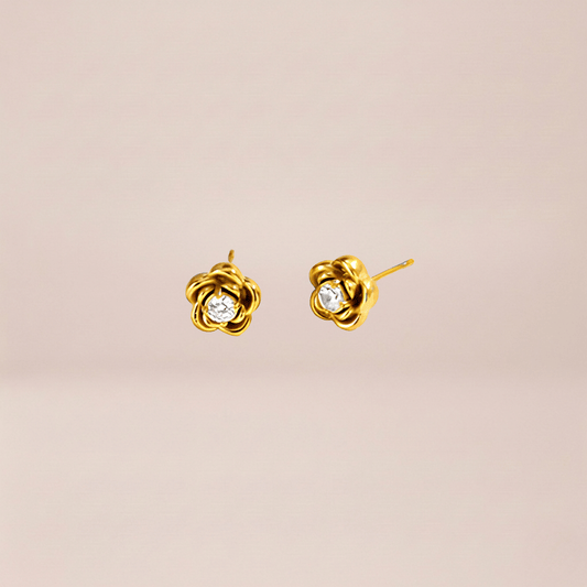 Golden Rose Stud Earrings