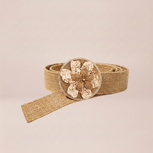 Golden Wheat Clover Woven Belt