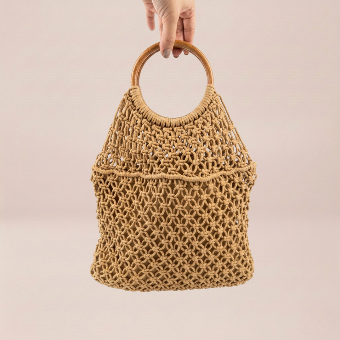 Sunset Macramé Ring Handle Bag