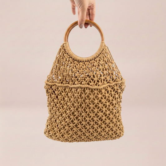 Sunset Macramé Ring Handle Bag
