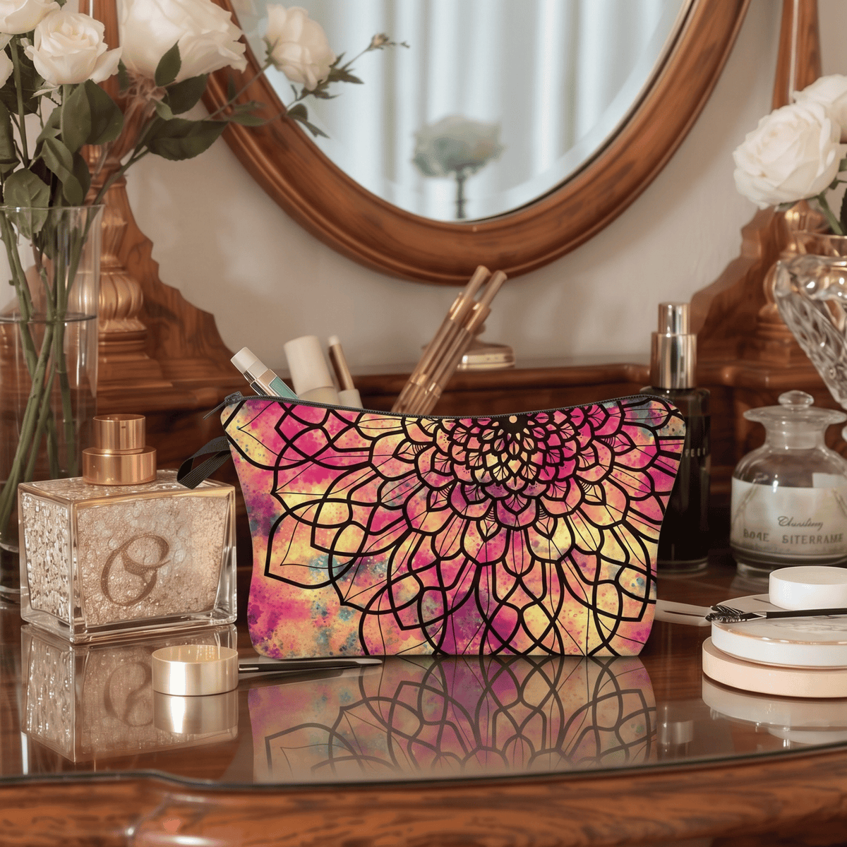 Sunset Mandala Cosmetic Pouch
