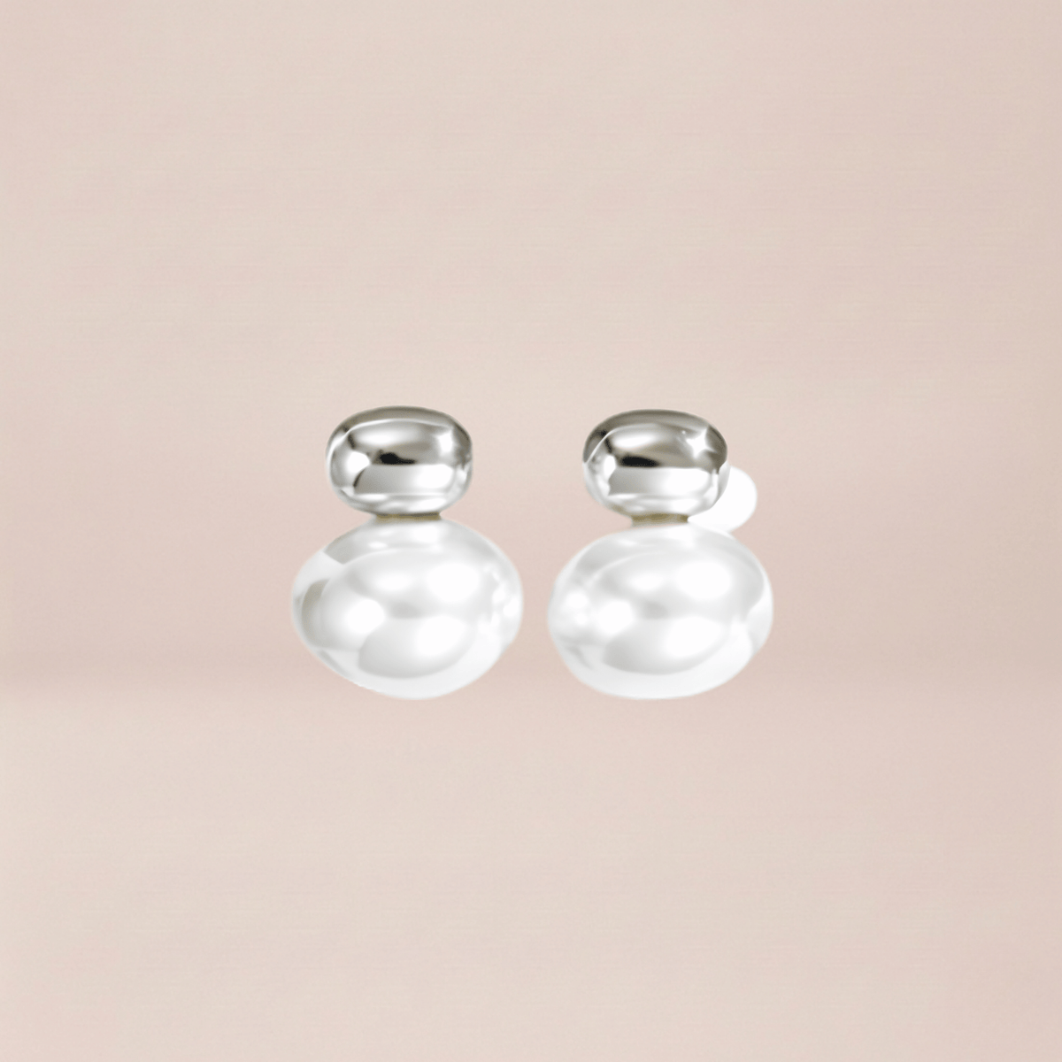 Double Ball Pearl Stud Earrings