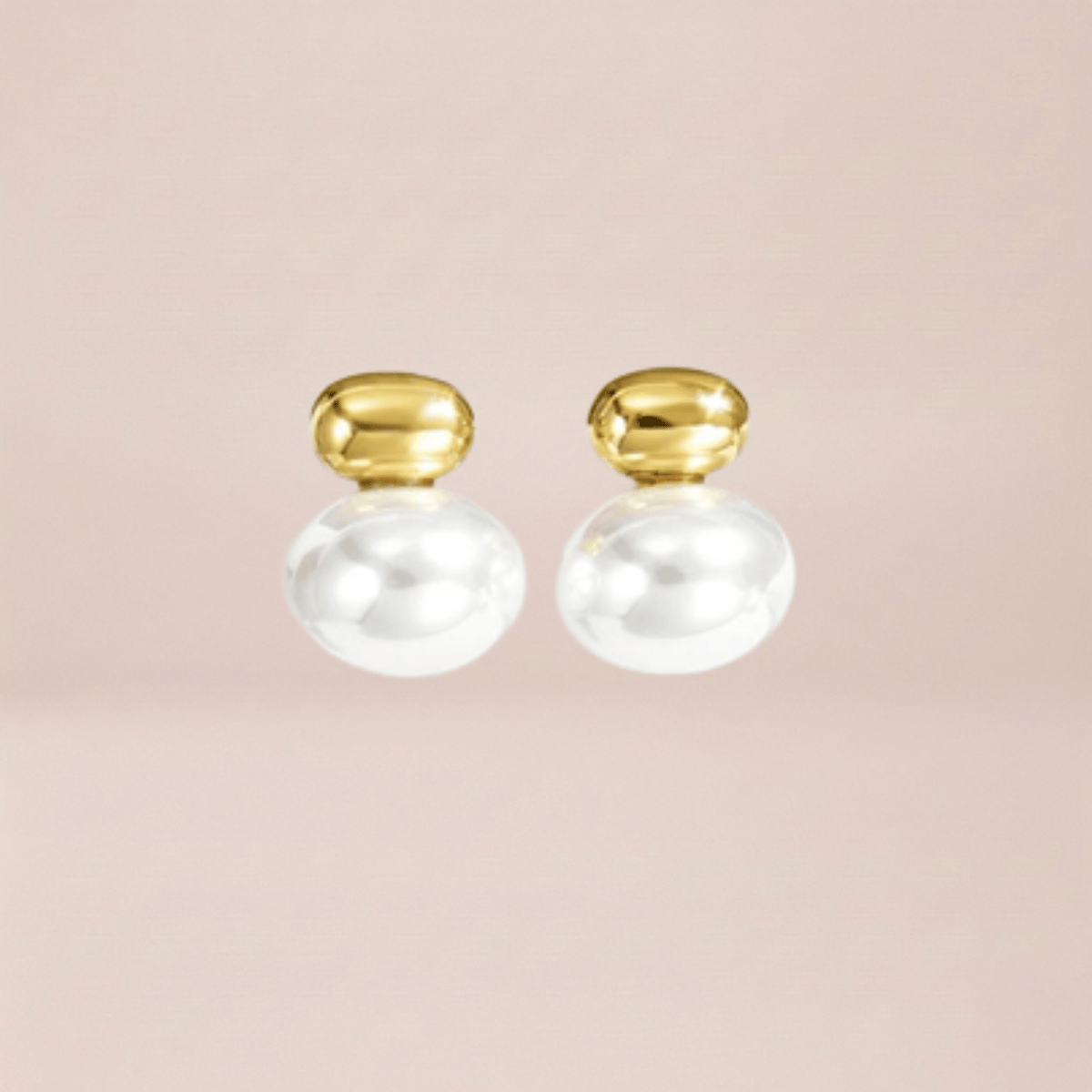 Double Ball Pearl Stud Earrings