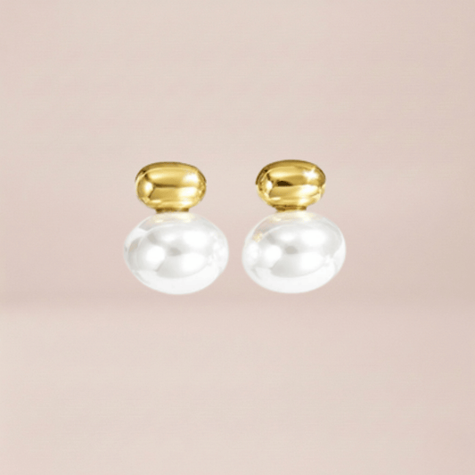 Double Ball Pearl Stud Earrings