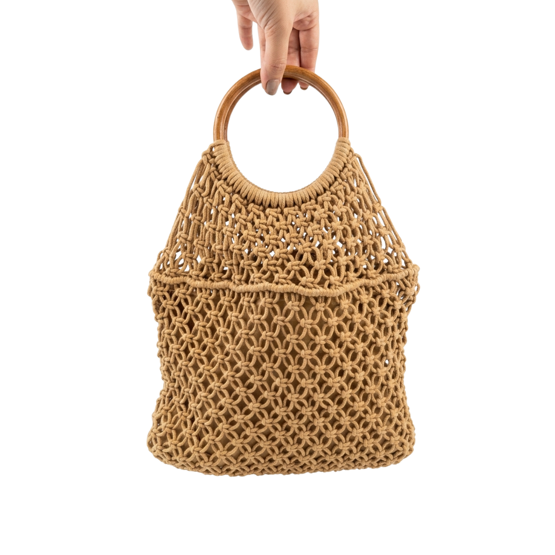 Sunset Macramé Ring Handle Bag