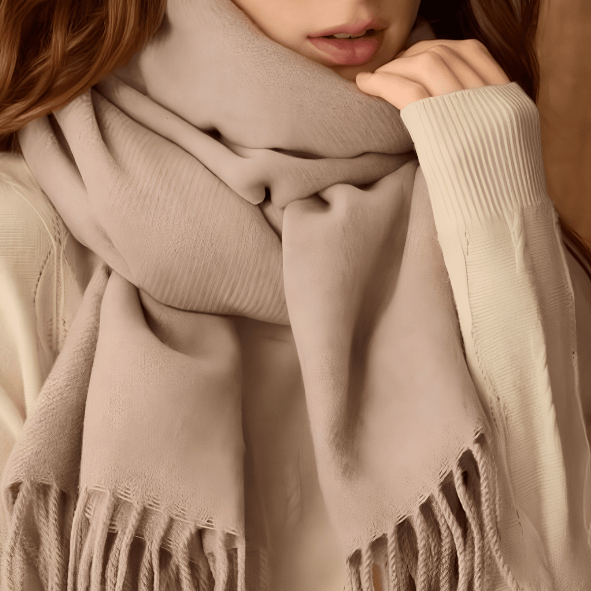 The Taupe Cashmere-Feel Winter Scarf