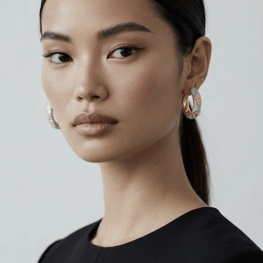 Enamel Daisy Huggie Hoop Earrings