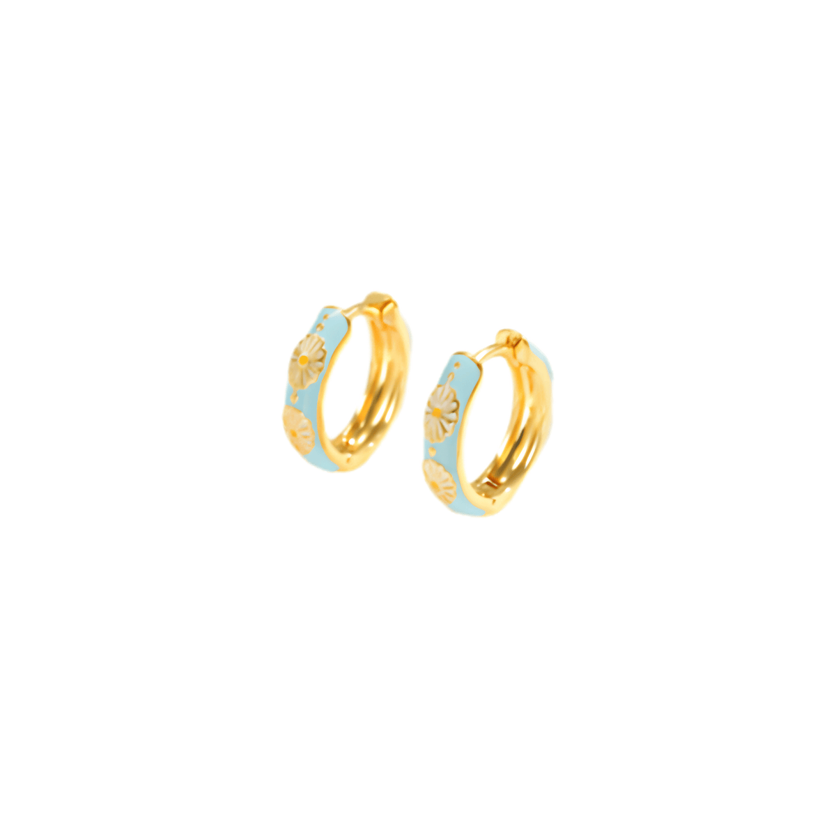 Enamel Daisy Huggie Hoop Earrings