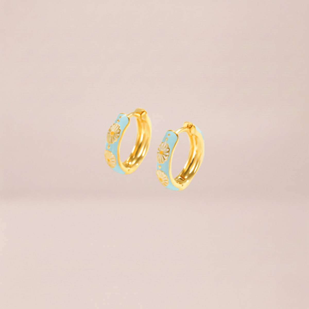 Enamel Daisy Huggie Hoop Earrings