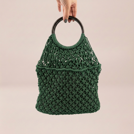 Sunset Macramé Ring Handle Bag