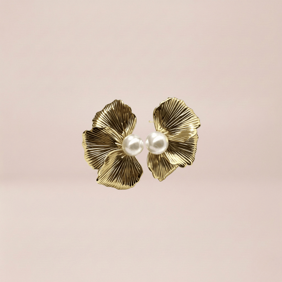 Gilded Petal Pearl Cluster Earrings