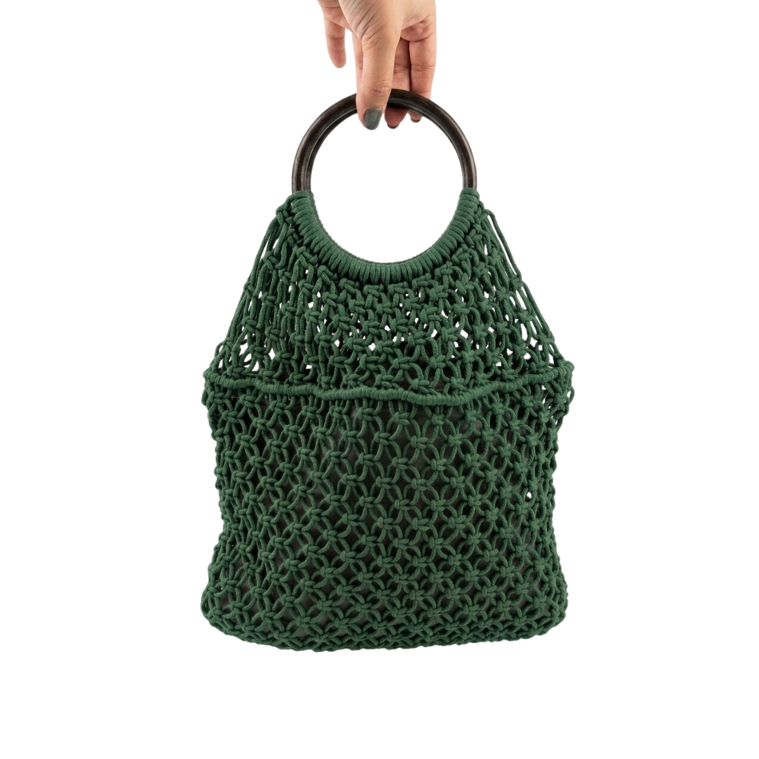 Sunset Macramé Ring Handle Bag